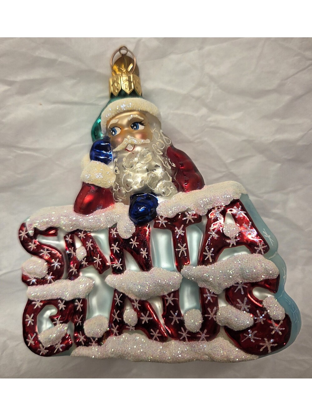 Christopher Radko Santa On Santa Handpainted Glass Ornament, Mint
